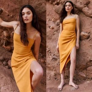 REFORMATION MIGNON DRESS IN OCHRE